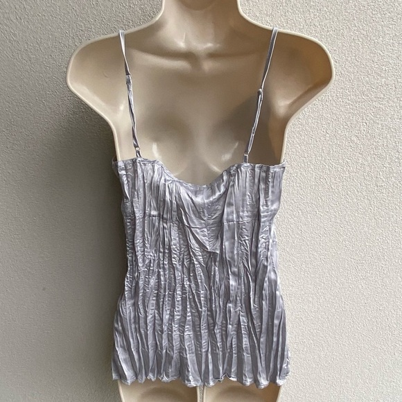 Kenar gray/silvertone crinkle tank top w/ beads & sequins - Picture 3 of 6